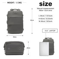 1 x RAW Customer Returns Kono Travel Backpack 42x30x20 cm - Cabin Luggage for Airplane, Laptop Bag, Small Waterproof Carry-on Luggage for Outdoor Leisure and Hiking Grey  - RRP €43.99