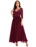 1 x RAW Customer Returns DRESSTELLS Women s Evening Dresses Elegant for Wedding Cocktail Dress Lace Ball Gowns Maxi Length Burgundy S - RRP €59.99