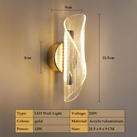 1 x RAW Customer Returns LED wall light indoor wall lamp, 12W golden modern wall lamp dimmable with 3 light colors, modern wall lighting made of acrylic for living room, bedroom, staircase, hallway - RRP €29.23