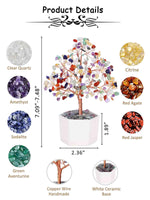 3 x Brand New Jovivi Chakra Crystal Tree Gemstone Tree of Life with Ceramic Base Bonsai Tree Crystal Money Tree Feng Shui Decoration Home Office Ornament - RRP €61.2