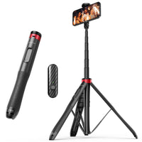 1 x RAW Customer Returns ATUMTEK 51 inch selfie stick tripod, selfie tripod with heavy-duty aluminum and non-slip tripod feet for iPhone and Android cell phone selfie, video recording, video blogs live streaming red - RRP €38.0