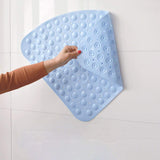 1 x RAW Customer Returns Shower mats shower non-slip, anti-slip mat, antibacterial, anti-mold, quarter circle, corner area, bathtub mats bath mat with suction cups for bathtub shower 54 cm x 54 cm, blue  - RRP €18.14