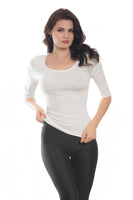 1 x RAW Customer Returns DECADE - Women s shirt with 3 4 sleeves, round neck, white V19L1042, XL - RRP €22.14