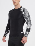 1 x RAW Customer Returns LAFROI Men s Rash Guard Long Sleeve UPF 50 Compression Shirt CLYYB Asym Dragon,L - RRP €24.99