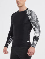 1 x RAW Customer Returns LAFROI Men s Long Sleeve UPF 50 Compression Shirt Rash Guard-CLYYB Asymmetric Dragon,MD  - RRP €24.99