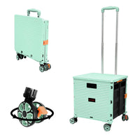 1 x RAW Customer Returns Foldable Shopping Trolley Box on Wheels with Lid, Wear-resistant, Silent 360 Rotation and Adjustable Trunk Cart Made of Aluminum Alloy, Load Capacity 45 kg Portable Durable Green - RRP €60.49