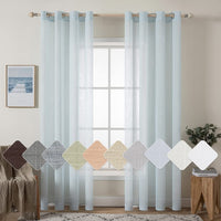 1 x RAW Customer Returns MIULEE Set of 2 Voile Curtains Sheer Linen Curtain with Eyelets Transparent Linen Look Curtain Eyelet Curtain Living Room Window Curtain Translucent Decorative Curtain Bedroom 140 x 245 cm W x H Light Blue - RRP €36.69