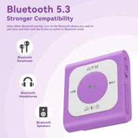 1 x RAW Customer Returns AGPTEK 64GB Clip MP3 Player with Bluetooth, Mini Portable Music Player with Random Play, FM Radio, No Phone Required for Sports, Purple - RRP €22.7