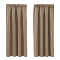 1 x RAW Customer Returns Pony Dance Curtains Short Blackout Curtain Ruffle Tape Set of 2 Opaque Curtains with Ruffle Tape Thermal Curtain Cold Protection H 145 x W 140 cm Cappuccino - RRP €24.35