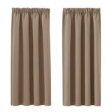 1 x RAW Customer Returns Pony Dance Curtains Short Blackout Curtain Ruffle Tape Set of 2 Opaque Curtains with Ruffle Tape Thermal Curtain Cold Protection H 145 x W 140 cm Cappuccino - RRP €24.35