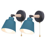 1 x RAW Customer Returns iDEGU Set of 2 Wall Lights Indoor Retro Wall Lamp Made of Wood and Metal with Switch Adjustable Wall Spotlight Modern Wall Light for Bedroom Hallway Entrance Living Room Matt Oxford Blue  - RRP €26.98