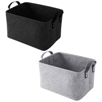 6 x Brand New APACALI 2 pieces felt storage basket, felt basket gray, foldable felt storage box, felt baskets with two soft handles, felt storage basket for clothes, towels, toiletries, books etc. - RRP €95.94