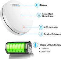 1 x RAW Customer Returns Smoke detector networked wireless smoke detector with 10 year battery, mute function, flat networked fire detector for fire warning, 85dB smoke detector 2 pieces - RRP €53.44