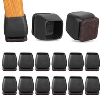 1 x RAW Customer Returns RCHYFEED Black protective caps, 24 pieces protective caps for square, slanted chair legs with felt, TPE floor protectors for chairs, chair leg protectors eliminate noise and scratches square, 27-34 mm  - RRP €28.45