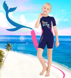 1 x RAW Customer Returns Happy Cherry - Wetsuit Kids Short Boy Girl One Piece Wetsuit for Surfing Diving Swimming Neoprene Anti-UV Summer for Beach Wading - 8-9 Years - RRP €40.32