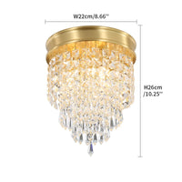 1 x RAW Customer Returns Pluslamp Crystal Chandelier, Crystal Ceiling Light, Mini Copper Chandelier, Flush-Mounted Crystal Ceiling Light Chandelier, Entrance Dining Room Bedroom Brass Light - RRP €65.15