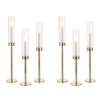 1 x RAW Customer Returns Nuptio Glass Cylinder for Candles Candle Holder Gold 60 55 50cm Large Clear Glass Metal Candlestick Taper Candles Taper Candle Holder Bottomless Cylinder Shade Wedding Party Table Centerpiece Decor - RRP €62.98