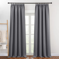 1 x RAW Customer Returns PONY DANCE Extra long curtains and curtains, heat-insulating blackout curtain for rail system, set of 2, H 260 x W 140 cm, thermal curtains against cold, living room curtain, gray, opaque - RRP €46.95