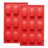 1 x RAW Customer Returns YXHZVON 2 Pieces Mini Madeleine Baking Molds, Silicone Baking Mold for Madeleine, 9 Cavities Bear Paws Baking Mold for Cakes Chocolate Candy Cookies Brick Red  - RRP €20.4