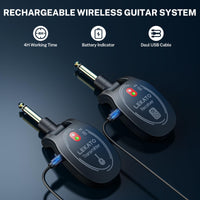 1 x RAW Customer Returns LEKATO Wireless Guitar System Wireless Guitar Transmitter and Receiver Rechargeable Guitar Radio System High Frequency of Wireless Guitar Suitable for Electric Guitar Bass - RRP €31.57