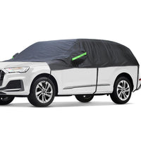 1 x RAW Customer Returns BEXITA half garage car winter tarpaulin waterproof outdoor car car cover half car tarpaulin thickened fabric lined with cotton car window cover front and rear window cover - RRP €35.27