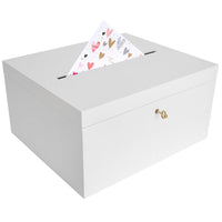 1 x RAW Customer Returns Creative Deco White wooden box with lid card box wedding 29x25x15 cm Money gifts wooden box with slot, lock and key gift card box money box letter box box Storage donation box - RRP €40.28