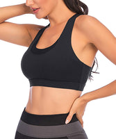 1 x Brand New Yaavii Sports Bra Strong Support Padded Push Up Women Bustier Breathable Bra Top without Underwire for Yoga Fitness Training Black M - RRP €14.11