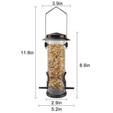 1 x RAW Customer Returns Urban Deco Hanging Bird Feeder, Metal Bird Feeder for Wild Birds, 2 Ports, Heavy Duty, Squirrel Proof, 2 Pack, Coffee - RRP €18.14