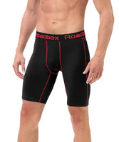 1 x RAW Customer Returns Roadbox Pack of 3 men s compression shorts, men s running shorts, quick-drying base layer shorts, shorts, L, pack of 3 black, black red stripes , blue - RRP €29.99