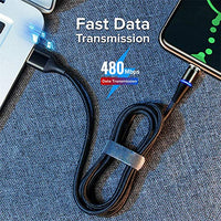 1 x RAW Customer Returns Magnetic charging cable 1m 1m 2m, 3 pieces USB C Type C Micro USB 2-in-1 magnet USB cable 3A fast charging and data synchronization LED charging cable compatible with all Android phones, smartphones, tablets - RRP €17.84