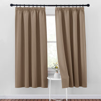 1 x RAW Customer Returns PONY DANCE ruffle tape curtains opaque set of 2 short heat-insulating curtains living room thermal curtain cold protection blackout curtains ruffle tape, H 175 x W 140 cm, cappuccino - RRP €29.34