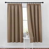 1 x RAW Customer Returns PONY DANCE ruffle tape curtains opaque set of 2 short heat-insulating curtains living room thermal curtain cold protection blackout curtains ruffle tape, H 175 x W 140 cm, cappuccino - RRP €29.34