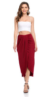 1 x RAW Customer Returns MISS MOLY Women s Midi Skirt Long Airy Summer Skirt Long Irregular XL, Wine Red - RRP €22.07