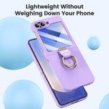 1 x RAW Customer Returns HWeggo Phone Case for Samsung Galaxy Z Flip 6 Case, Ultra Thin PC for Samsung Z Flip 6 Protective Case with Outer Screen Protector and Ring, Shockproof-PURPLE - RRP €18.46