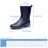 1 x Brand New Bandkos Women s Rubber Boots Mid-Height Waterproof Rubber Ankle Boots Rain Boots Short Shaft Boots Outdoor Garden Shoes Anti-Slip Black Blue Size 36-42, BL37 - RRP €30.24