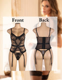 1 x RAW Customer Returns ohyeahlady Lingerie For Women Sexy Ladies Lingerie Lace Body Suspenders Desssou Set Jumpsuit Large Sizes Bodysuit Lingerie Underwear Cosplay Teddy Top with 4 Suspenders, Black, XL-XXL - RRP €26.99