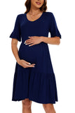 1 x RAW Customer Returns Smallshow Women s Maternity Dress Short Sleeve Summer Pregnancy Maternity Dress Navy M - RRP €34.99