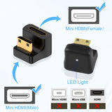 1 x RAW Customer Returns QIANRENON 8K Mini HDMI U Shaped Angle Adapter UHD2.1 Mini HDMI Male to Mini HDMI Female 180 Degree Bottom Display Connector, LED Light, for Digital Camera Portable Camcorder Tablet PC Front  - RRP €11.09