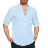 1 x Brand New Getervb Linen Shirt Men s Long Sleeve Summer Casual Shirt Men Plain Regular Fit Basic Shirt Universal Business Shirt - RRP €27.6