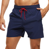 1 x RAW Customer Returns Adorel Men s Swimming Shorts Pocket Zip Quick Drying Short Swimming Trunks Navy Blue L - RRP €19.38