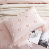 1 x RAW Customer Returns Freyamy Bohemian Cushion Cover 40x80cm Set of 2 Pink Tufted Heart Boho Pillowcase Embroidery Shabby Chic Cushion Cover Microfiber Soft Pillowcase with Zipper - RRP €17.21