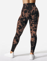 1 x RAW Customer Returns ZAAYO Sports Gym Leggings Booty Scrunch Butt Lift Tie Dye Leggings Brown S - RRP €30.24