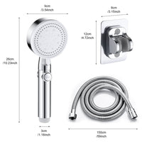 1 x RAW Customer Returns Multifunctional high pressure shower head 5 in 1 set, water saving shower head with hose 1.5M hose and high pressure shower holder silver  - RRP €17.14