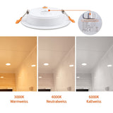 1 x RAW Customer Returns LED recessed spotlight 230V flat 9W set of 6, DA LIGHT radiant LED recessed lights, bathroom LED spot 3000 4000 6000K, ceiling spotlight IP54 for bathroom, living room, kitchen, bedroom silver x 6  - RRP €34.49