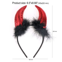 2 x Brand New HOWAF 2 Devil Ears Headband Devil Ears Hair Mardi Gras Masquerade Party Photo Props, Halloween Carnival Party Hair Accessories, Headdress, Horns, Black and Red - RRP €28.22