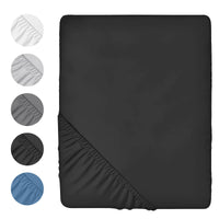 4 x Brand New Qidordour Fitted Sheet 120 x 200 cm Black, Premium Fitted Sheet 30 cm Deep, Breathable - with Storage Pockets, for All Seasons - RRP €76.8