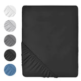 4 x Brand New Qidordour Fitted Sheet 120 x 200 cm Black, Premium Fitted Sheet 30 cm Deep, Breathable - with Storage Pockets, for All Seasons - RRP €76.8