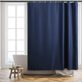 1 x RAW Customer Returns Furlinic Shower Curtain Heavy Bathroom Curtain Waterproof Textile Fabric Washable Anti-shcimmel for Bathtub Bathroom Waffles Dark Blue with 12 Shower Rings 180x180. - RRP €23.76