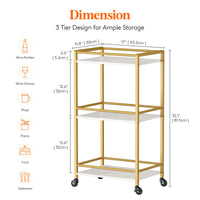 1 x RAW Customer Returns Lifewit 3-Tier Kitchen Cart, Serving Cart with Wheels, Rolling Bar Cart with Lockable Wheels for Kitchen, Living Room, Dining Room, Office 43.2 x 30 x 81.5 cm, Gold - RRP €55.48