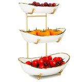 1 x RAW Customer Returns XUDREZ fruit stand with 3 levels of ceramic fruit bowls, space-saving fruit basket stand for the family - modern fruit bowl, suitable for vegetables, fruit, snacks, sweets White A  - RRP €42.99